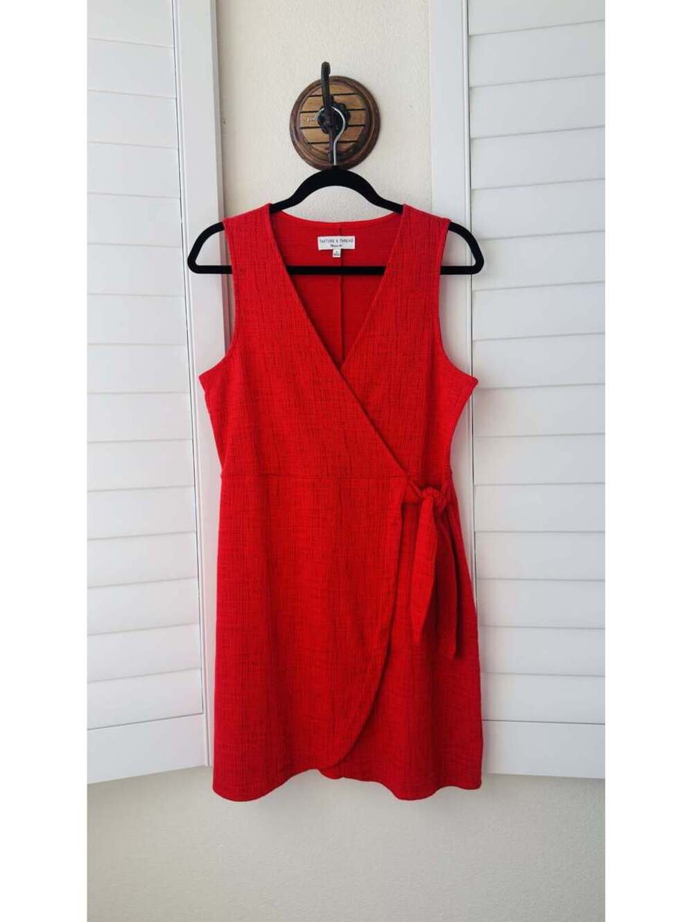 Madewell Texture & Thread Red Side-Tie Wrap Dress - Size M